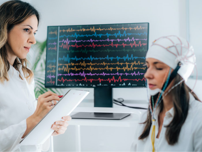 dr and patient with eeg